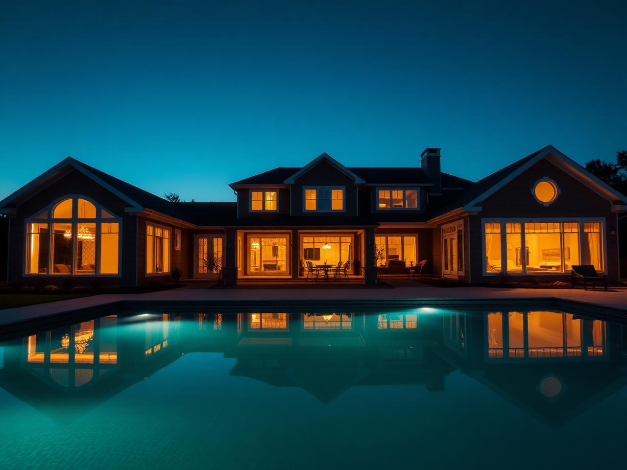 Twilight pool with reflections